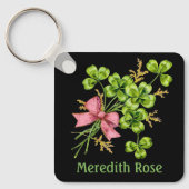 Lucky Charm Clover  Gepersonaliseerd Goed Luck Sleutelhanger (Voorkant)