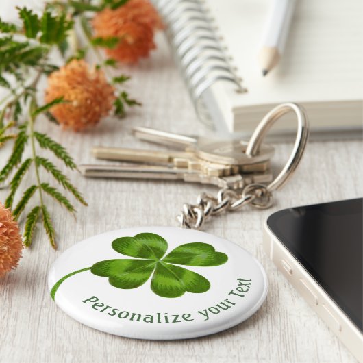Lucky Charm Clover  Gepersonaliseerd Goed Luck Sleutelhanger (Zijkant)