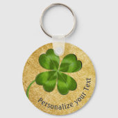 Lucky Charm Clover Gold-gepersonaliseerd Good Luck Sleutelhanger (Voorkant)