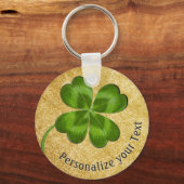 Lucky Charm Clover Gold-gepersonaliseerd Good Luck Sleutelhanger (Voorkant)