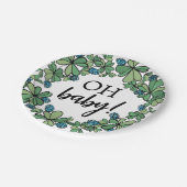 Lucky Charm Clover Oh Baby Boy Baby shower Papieren Bordje (Gekanteld)