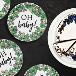 Lucky Charm Clover Oh Baby Meisje Baby shower Papieren Bordje