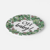 Lucky Charm Clover Oh Baby Meisje Baby shower Papieren Bordje (Gekanteld)