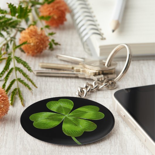 Lucky Charm Clover Shamrock Good Luck Sleutelhanger (Zijkant)
