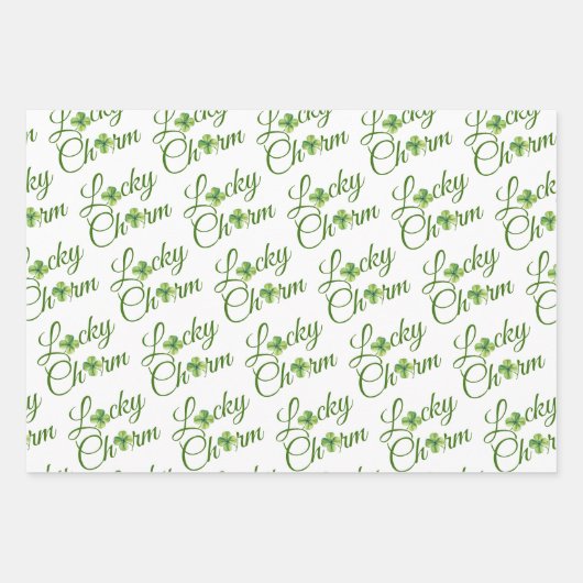 Lucky Charm Clover St. Patrick's Day Baby shower Inpakpapier Vel (Voorkant)