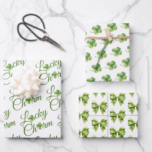 Lucky Charm Clover St. Patrick's Day Baby shower Inpakpapier Vel (Voorkant)
