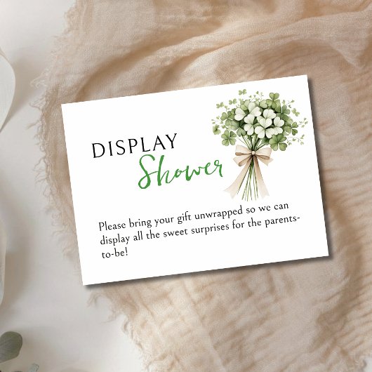 Lucky Charm Display Shower Enclosure Card Shamrock Informatiekaartje