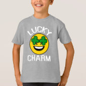 Lucky Charm Emoji Shamrock St Patricks Dag Kinder T-shirt (Voorkant)