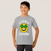 Lucky Charm Emoji Shamrock St Patricks Dag Kinder T-shirt (Voorkant volledig)