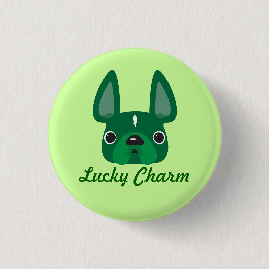 Lucky Charm Frenchie Pin Ronde Button 3,2 Cm (Voorkant)