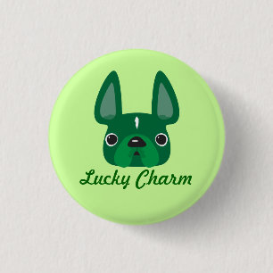 Lucky Charm Frenchie Pin Ronde Button 3,2 Cm