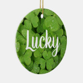 Lucky charm green natural clover cirkel ornament. keramisch ornament (Rechts)