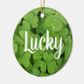 Lucky charm green natural clover cirkel ornament. keramisch ornament (Links)