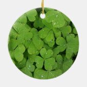 Lucky charm green natural clover cirkel ornament. keramisch ornament (Achterkant)