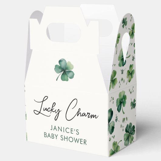 Lucky Charm Green Shamrock Baby shower Bedankdoosjes (Geopend)