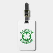 Lucky Charm Green/White Cirkel Bagagelabel (Voorkant verticaal)