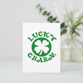 Lucky Charm Green/White Cirkel Briefkaart (Staand voorkant)