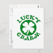 Lucky Charm Green/White Cirkel Briefkaart (Voorkant / Achterkant)