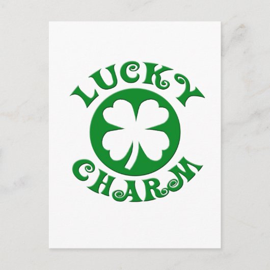 Lucky Charm Green/White Cirkel Briefkaart (Voorkant)