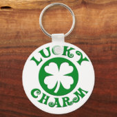 Lucky Charm Green/White Cirkel Sleutelhanger (Voorkant)