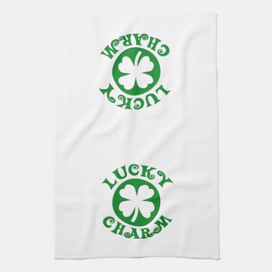 Lucky Charm Green/White Cirkel Theedoek (Verticaal)