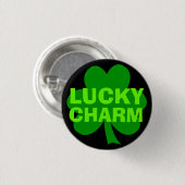 Lucky Charm Groene Klaver Ronde Button 3,2 Cm (Voorkant /achterkant)