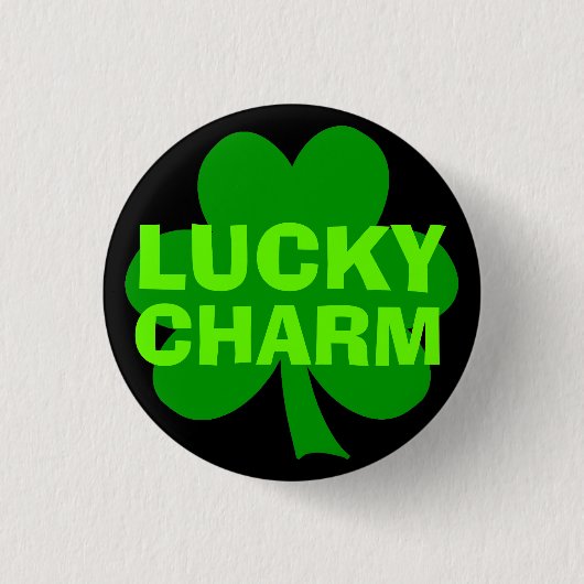 Lucky Charm Groene Klaver Ronde Button 3,2 Cm (Voorkant)