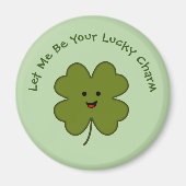 Lucky Charm Happy Four Leaf Clover Magneet (Voorkant)