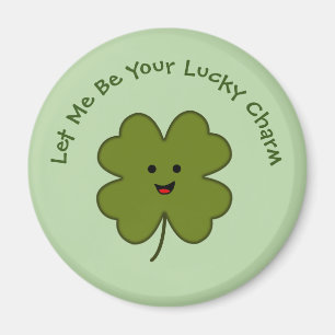 Lucky Charm Happy Four Leaf Clover Magneet