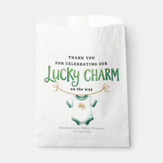 Lucky Charm Irish Baby shower Favorietentas Bedankzakje (Voorkant)