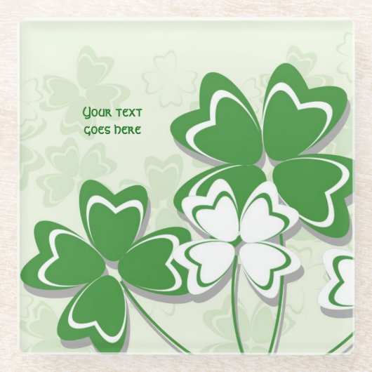 Lucky charm Irish clover shamrock St. Patrick's G Glazen Onderzetter (Voorkant)