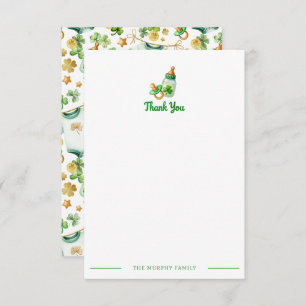 Lucky Charm Irish Shamrock Baby shower Bedankkaart