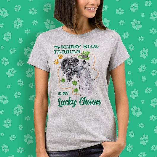 Lucky Charm Kerry Blue Terrier Irish Dog mama Funn T-shirt
