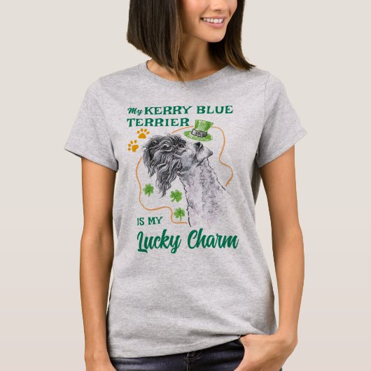 Lucky Charm Kerry Blue Terrier Irish Dog mama Funn T-shirt (Voorkant)