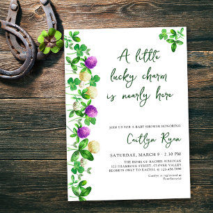 Lucky Charm Klaver en Clover Baby Shower Kaart