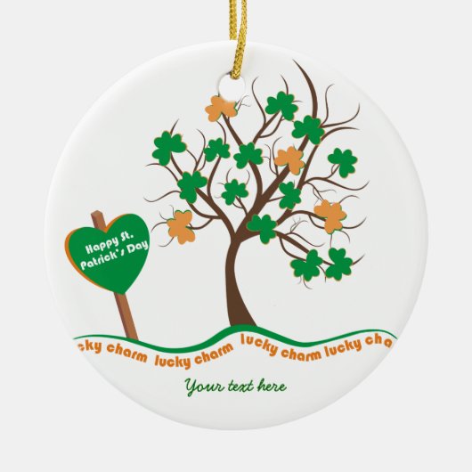 Lucky charm klaver klaver shamrock St. Patrick's D Keramisch Ornament (Voorkant)