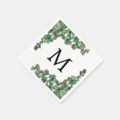 Lucky Charm Klaver Roze Bloemen Monogram Servet (Hoek)