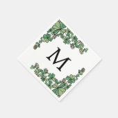 Lucky Charm Klaver Witte Bloemen Monogram Servet (Hoek)