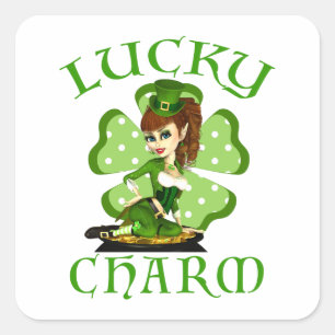 Lucky Charm Leprechaun Girl Stickers