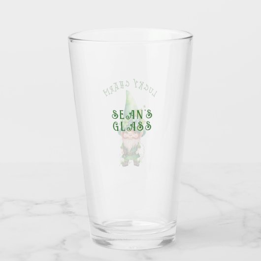 Lucky Charm Leprechaun Gnome - Gepersonaliseerd Glas (Achterkant)