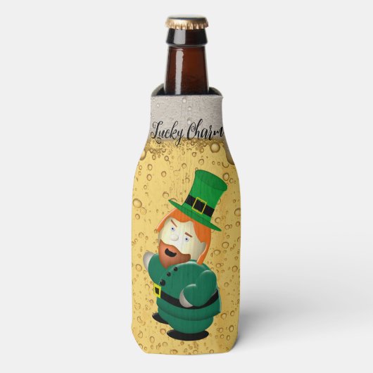 Lucky Charm Leprechaun Irish Bubble Golden Beer Flesjeskoeler (Fles Voorkant)