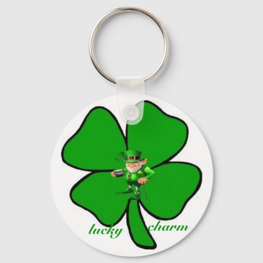 Lucky charm Leprecon klaver sleutelhanger (Voorkant)