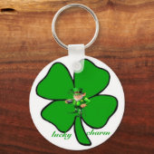 Lucky charm Leprecon klaver sleutelhanger (Voorkant)