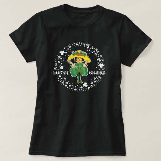 Lucky Charm. Little Irish Girl St. Patrick's Day T-shirt (Design voorkant)