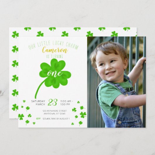 Lucky Charm, Lucky One St. Patricks Day Birthday Kaart (Voorkant / Achterkant)