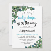 Lucky Charm on Way Boy Baby shower Kaart (Voorkant)