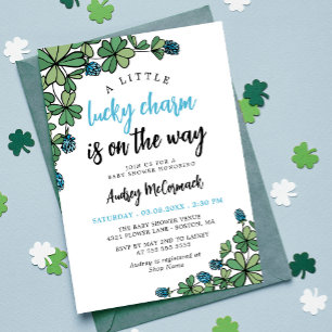 Lucky Charm on Way Boy Baby shower Kaart