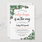 Lucky Charm on Way Girl Baby shower Kaart (Voorkant)