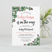 Lucky Charm on Way Girl Baby shower Kaart (Staand voorkant)