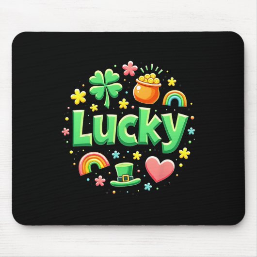 Lucky Charm Patricks Day Pot Met Goud Ierse Shamro Muismat (Voorkant)